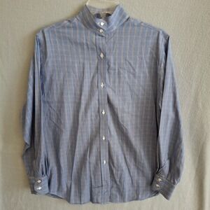 Vintage Van Teal Shirt 14/36 Co Phoenix AZ Plaid Western Show Shirt High Neck